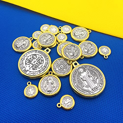 20pcs Alloy Saint St Benedict of Nursia Patron Against Evil Medal Charm 13mm 22mm 34mm for DIY Jewelry Making