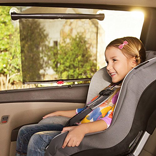 Munchkin Brica Sun Safety Car Window Shade with Heat Alert, Helps Block UVA/UVB Rays, 2 Pack, Black
