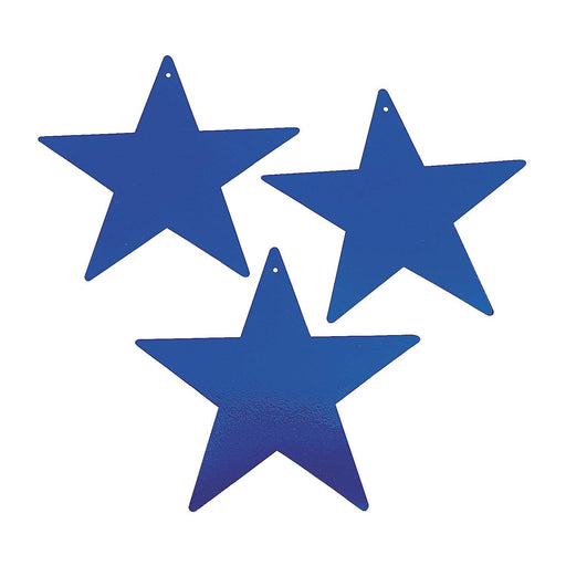 Blue Cardboard Stars - Bulk Set of 12 Large Cutouts, Each is 12 inch Size - Prom, Event and Party Decoration