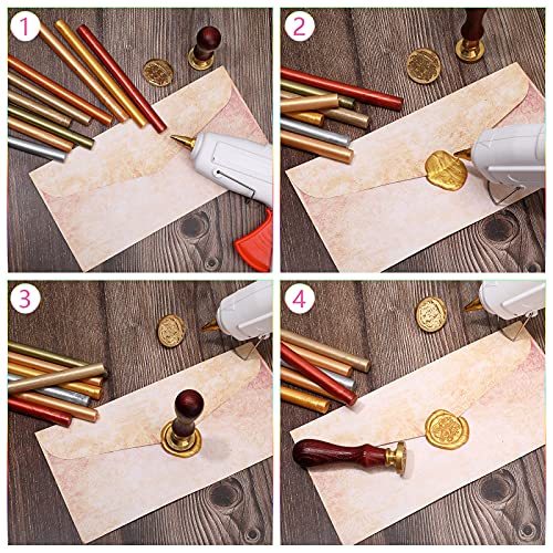 26 Pieces Glue Gun Wax Seal Sticks for Wax Seal Glue Gun, Envelope Seal Glue Gun Sealing Wax Mini Glue Stick for Wine, Wedding, Envelopes (Metal Colors)
