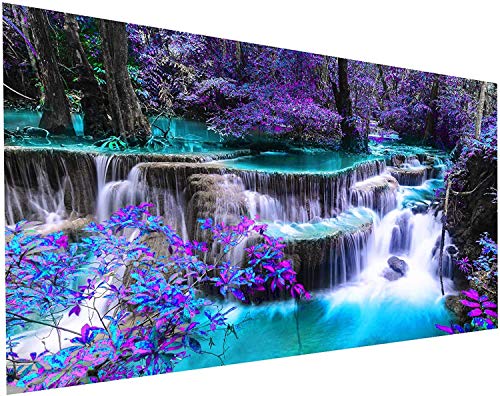 5D Diamond Painting Kits for Adults DIY Large Waterfall Full Round Drill (27.5 x 13.7 inch) Crystal Rhinestone Embroidery Pictures Arts Paint by Number Kits Diamond Painting Kits for Home Wall Decor