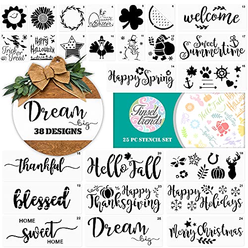 25 pc Stencils for Painting on Wood Small Large Letter Welcome Stencil Stuff Wood Burning Stencils for Crafts on Walls Canvas Fall Reusable Stencils