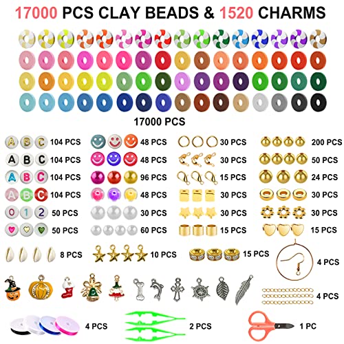 Redtwo 18000 Pcs Clay Beads Bracelet Making Kit, 3 Boxes 64 Colors Flat Polymer Heishi Beads Jewelry Making kit with Gift Pack, Friendship Bracelet Kits for Girls Ages 8-12
