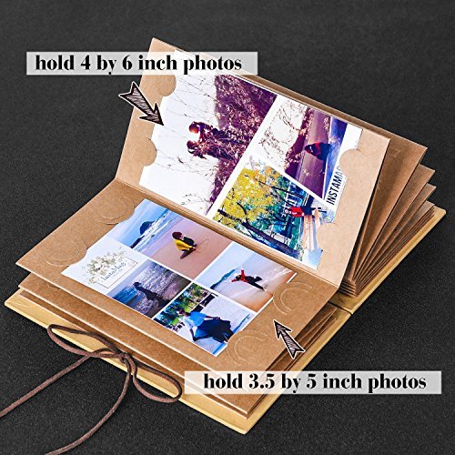 Mudder Scrapbooks Hardcover Photo Albums 4 x 6 Inch Photos Hand Made Kraft Paper for DIY Scrapbooking Anniversary Sketchbook Wedding Valentines Day Gifts