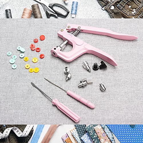 LYNDA Plastic and Metal Snap Buttons with Snaps Pliers Set,300 Sets Plastic and Metal Snap Buttons for Sewing and Crafting (Pink)
