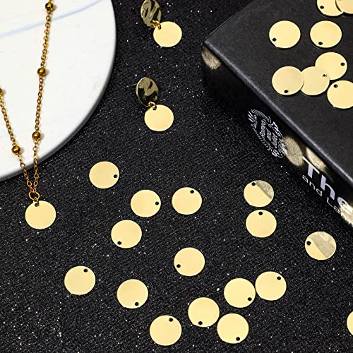 Inbagi 100 Pcs Gold Stamping Blanks Plated Flat Round Blank Stamping Tag Pendants Charms Dog Tags Metal Jewelry Blanks 13 mm Blank Coins for Engraving DIY Jewelry Making Earrings Necklace Bracelet