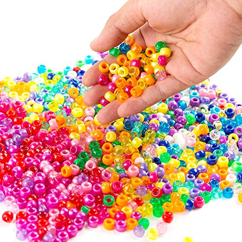 Pony Beads, 4,600 pcs 9mm Pony Beads Set in 27 Colors with Letter Beads, Star Beads and Elastic String for Bracelet Jewelry Making by INSCRAFT