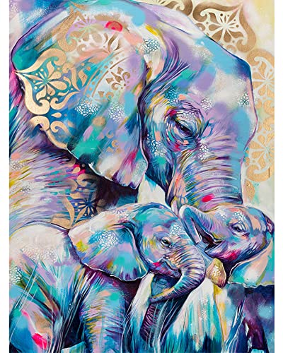 SNMUW Elephant Paint by Numbers for Adult Beginner Kids, DIY Paint by Number Kits for Kids on Canvas Painting, Colorful Elephant Home Wall Decor, Great Gift for Adults, 16x20inch