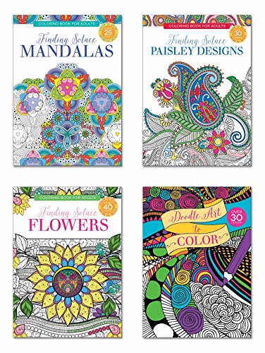 Adult Coloring Books - Set of 4 Coloring Books, Over 125 Different Designs Combined! Mandala Coloring Books for Adults with Detailed Flower Designs Printed on Heavy Paper.