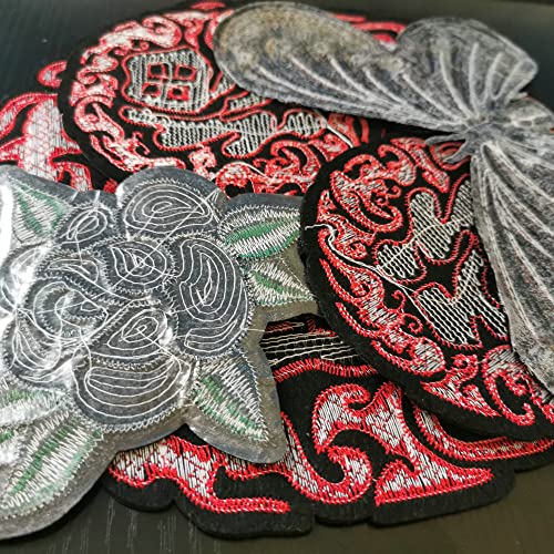 5 Pieces of Embroidery Applique Round Blessing / Butterfly / Rose Embroidery Patch Clothing Iron Patch Decals DIY Fashion Clothing Jacket(Color 3)