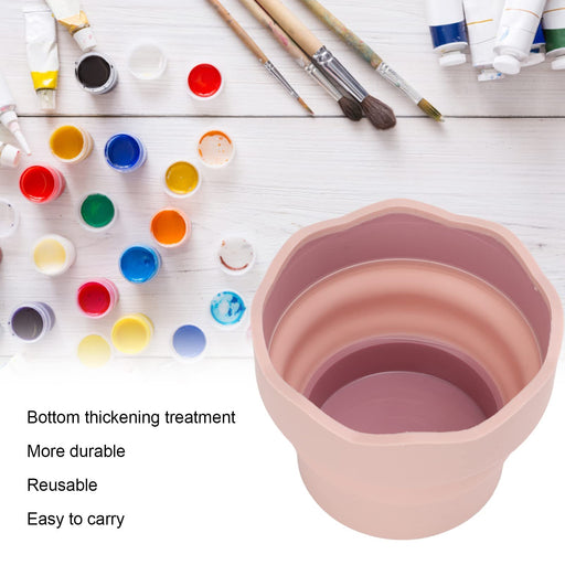 2Pcs Collapsible Paint Brush Washer, Portable Silicone Washing Bucket Brush Holder Cleaner Painting Water Cup for Watercolor Oil Painting(Pink)