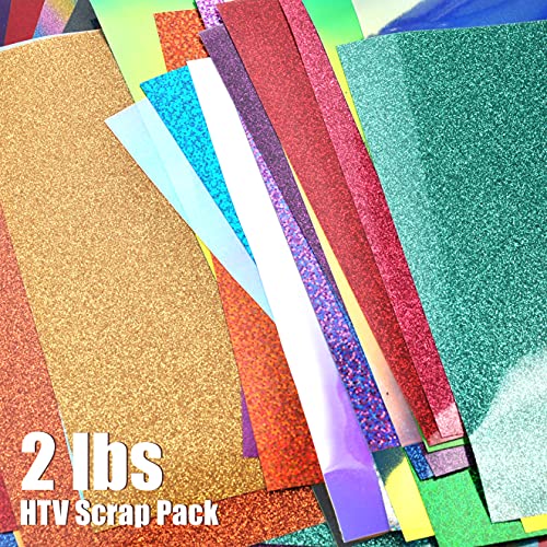 Stardustworkx 2 lbs Assorted Heat Transfer Vinyl Scrap Tester Pack. for T Shirts Wall Decal Deco Car Decal Cricut and Silhouette Cameo Various Size (2 lbs)