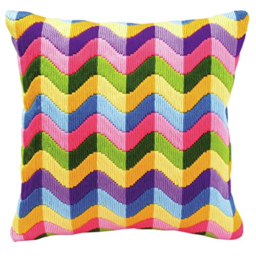 Vervaco Colourful Waves Long Stitch Cushion Front