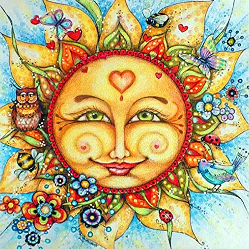 SKRYUIE 5D Diamond Painting The Sun and The OwlFull Drill by Number Kits, DIY Craft Paint with Diamonds Arts Embroidery Cross Stitch Decorations (12x12inch)