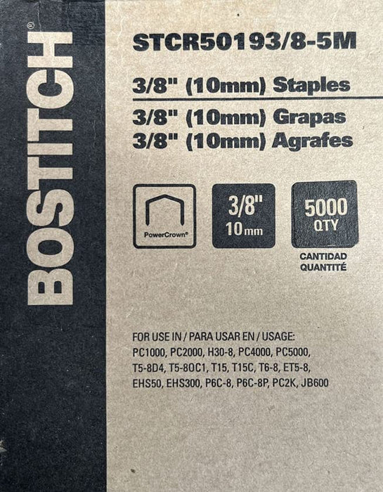 Bostitch STCR50193/8-5M Power Crown Heavy Duty Staples (5000 Pack), 7/16" x 3/8"