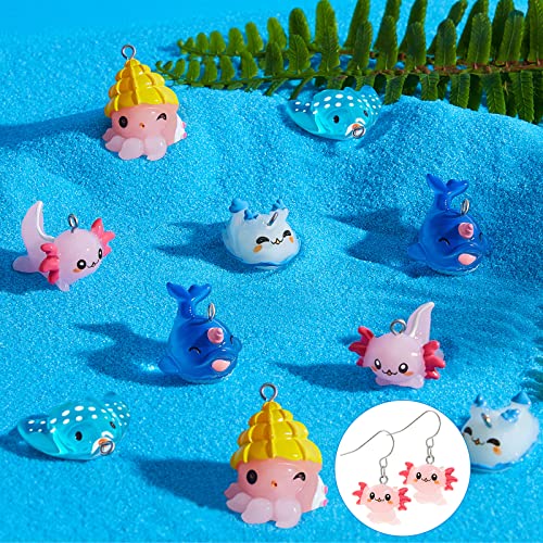 10 Pieces Animal Charms for Jewelry Making Sea Axolotl Animal Pendant Mini Resin Ornaments Miniature Resin Figurines DIY Accessories for Earrings Necklace Keychain Bracelet Jewelry Making and Crafting