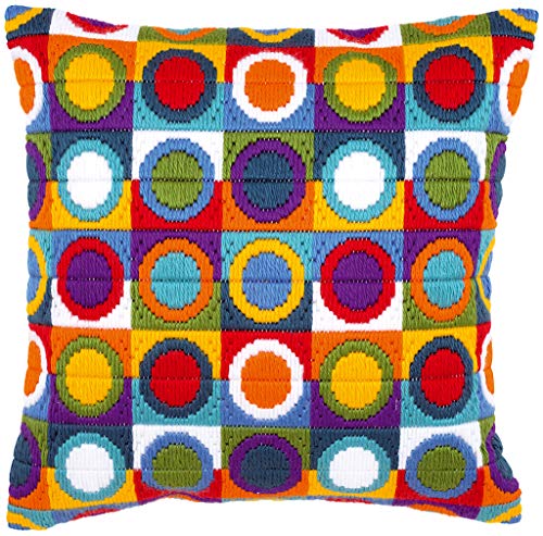 Vervaco Long Stitch Cushion Kit Varicoloured Circles 16" x 16"