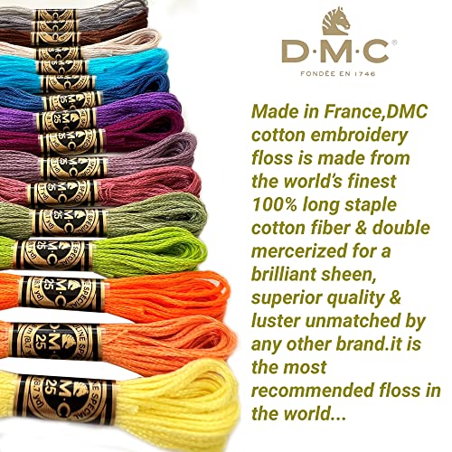 DMC Embroidery Floss, DMC Embroidery Thread Pack,Exclusive Colors,Kit Bundle with Cross Stitch Hand Embroidery Needles Size 24.Premium Supplies for Embroidery String,Yarn Set,DMC Cross Stitch Threads