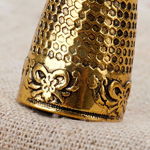 Mtsooning Sewing Thimble, 0.9inch Brass Ring Thimbles, Metal Finger Protector, Antique Fingertip Shield Quilting Accessories for Embroidery Needlework Knitting DIY Crafts Tools