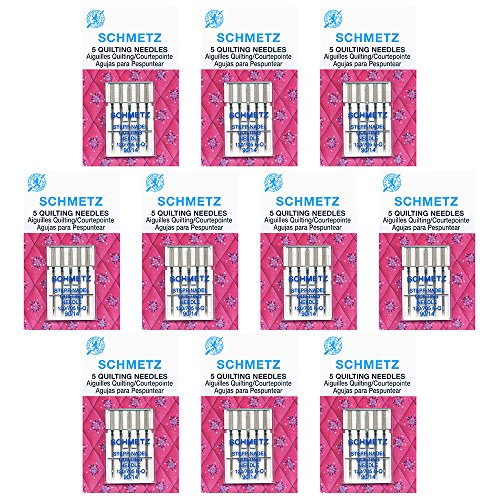 50 Schmetz Quilting Sewing Machine Needles - Size 90/14 - Box of 10 Cards