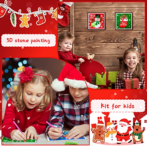 Charniol 9 Pcs Christmas 5D Diamond Painting Kits Santa Claus Snowman Round Drill Dots Craft Handmade Square Art for Decoration (Snowman, Style)