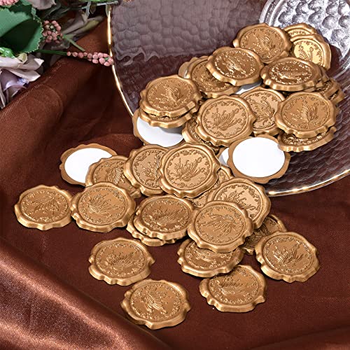 CRASPIRE 60pcs Adhesive Wax Seal Stickers Butterfly Wax Seal Stamp Stickers Self Adhesive Gold Vintage Wax Seal Envelope Stickers for Wedding Invitation Cards Party Favors Craft Gift