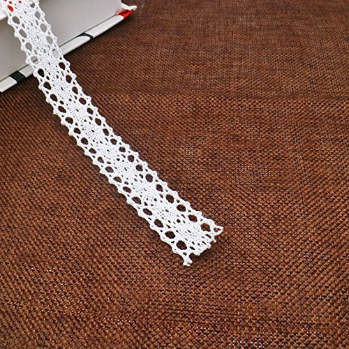 jijAcraft 15 Yards White Cotton Lace Ribbon Trim,Vintage Style Thin Crochet Lace Ribbon Edge Trimmings for Craft and Wedding Bridal Decoration (2CM)