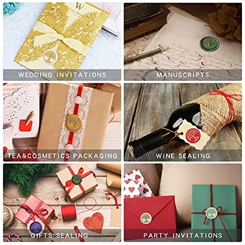LAECHATAR Wax Seal Kit with Gift Box, 648 Pcs Wax Seal Beads, Wax Seal Stamp, 10 Envelopes, Wax Seal Warmer, Sealing Wax Spoon, Metallic Pens, Wax Seal Stamp kit for Invitations and Gifts
