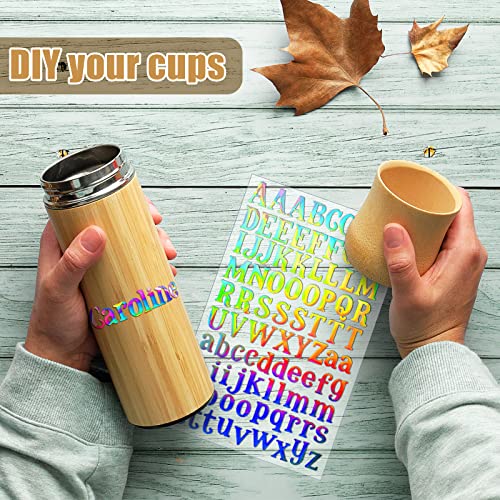 2160 Pieces 24 Sheets Holographic Laser Letter Stickers Back to School Self Adhesive Stickers Shiny Alphabet DIY Small Vinyl Decorative Decals for Cups Scrapbooks Window Door Cars(Chic Style)