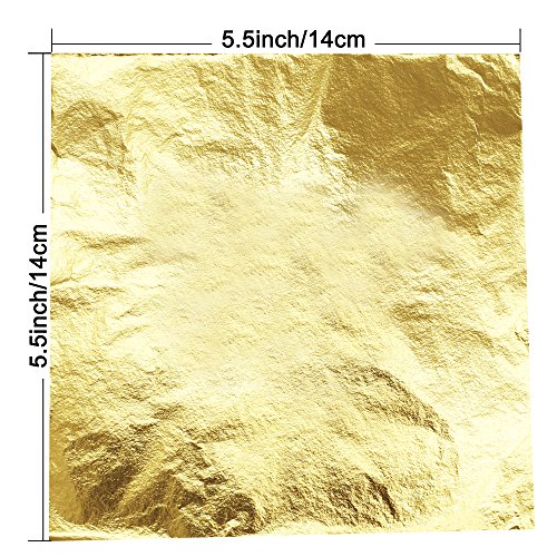 Gigules 100 Sheets Imitation Gold Leaf 5.5 x 5.5 inches Gold Foil Paper for Arts Painting Gilding Crafting Decoration