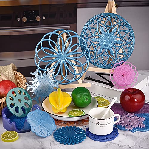 Large Coaster Molds, 3 PCS Silicone Molds for Resin Casting, Mandala Coaster Resin Molds Set, Round Coaster Epoxy Molds for Making Carved Hollow Cups Mats