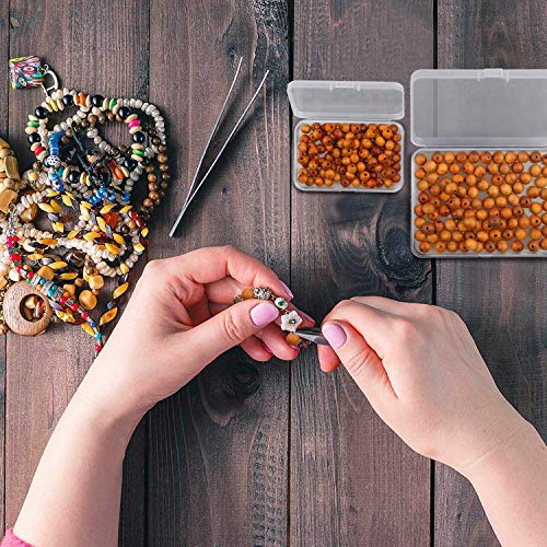 24 Pcs Mixed Sizes Small Plastic Box Rectangular Mini Clear Plastic Storage Containers Plastic Beads Storage Containers Empty Case Organizer with Hinged Lids for Beads, Crafts, Jewelry, Small Items