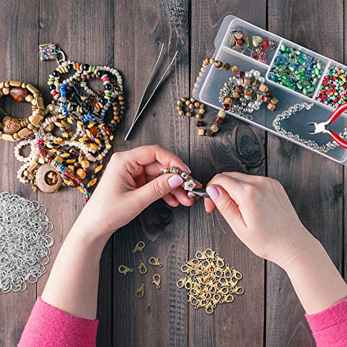 600 Pieces Lobster Clasps and Open Jump Rings Set Lobster Claw Clasps for Jewelry Making and Bracelets (KC Gold, White K)
