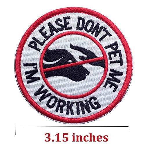 U-LIAN Service Dog Working Do Not Touch Military Tactical Morale Badge Hook Loop Fastener Patch - Please Do Not Pet Me I'm Working - 3.15" Diameter Round(Service Dog-Red/White/Black)