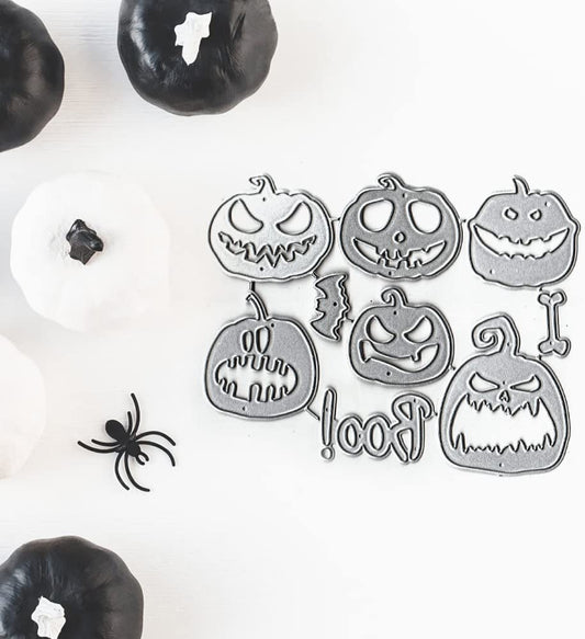 ALIBBON Halloween Die Cuts for Card Making and Scrapbooking, Pumpkin Cutting Dies Metal Template Molds, Bat Boo Words Die Cuts for DIY Photo Album Paper Embossing Card Decoration