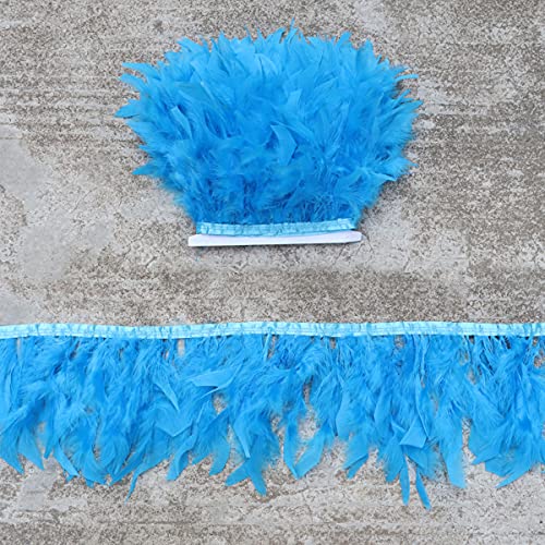 ESH7 Blue Turkey Feathers for Crafts Width 4-6 inches Clothing Decoration Craft Feather Fringe Trim Clothing Accessories per Pack of 2 Yards