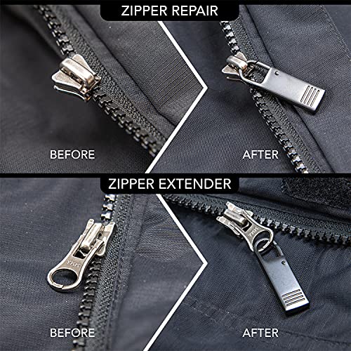 Zipper Pull Replacement for Jackets, Coats, Luggage, and Suitcases [Black, 4 Pieces, 1.5 x 0.43 x 0.17 Inches] Removeable Large Locking Pull Tabs to Mend and Fix Damaged Tags. Detachable Repair Kit