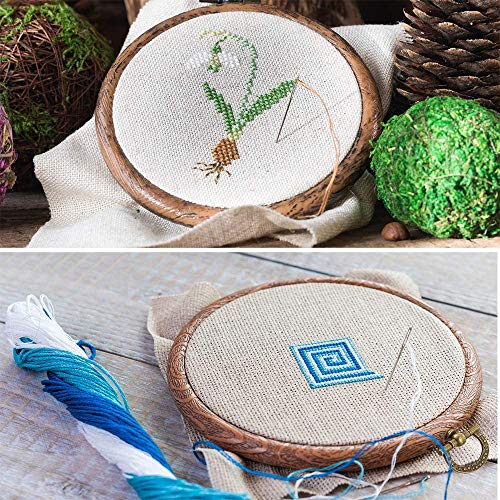 4 Inch Embroidery Frame,Embroidery Hoop,Hoop Embroidery, Imitated Wood Display Frame Circle 4 Pieces, with 1 PCS Sewing Needle Cylinder