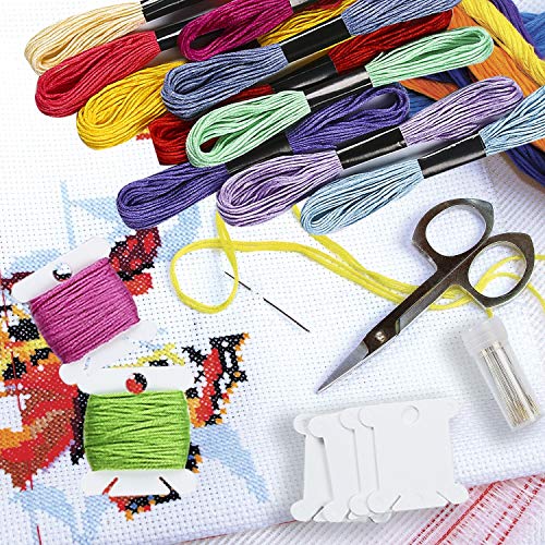 Peirich Embroidery Floss 62 Skeins Friendship Bracelets Floss with Black White Cross Stitch Floss Embroidery Thread, Embroidery Needles,12 Pieces Floss Bobbins - Great Gift for Mother's Day