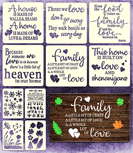 AHYS Stencils for Painting on Wood & Canvas, Inspirational Word Stencils, Reusable Stencils for Wall & Home Decor & DIY Projects
