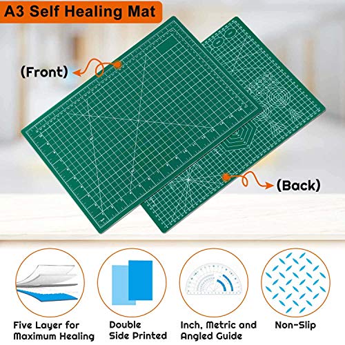 anezus Self Healing Sewing Mat, 12inch x 18inch Rotary Cutting Mat Double Sided 5-Ply Craft Cutting Board for Sewing Crafts Hobby Fabric Precision Scrapbooking Project