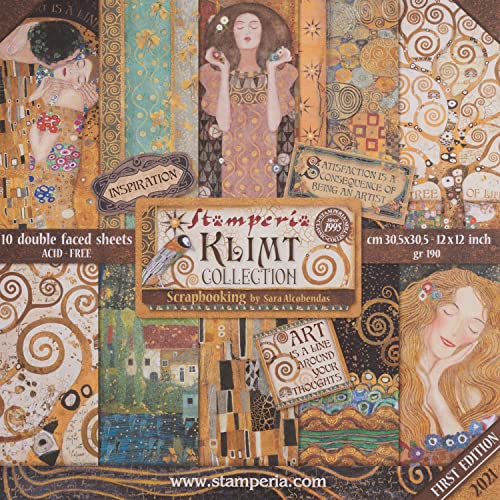 Stamperia Intl. Paper Pad Klimt 12x12 Double Sided Scrapbook Paper - 10 Sheets Double Faced Pack