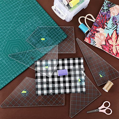 Quilting Template Set Acrylic Cutting Templates for Quilting Sewing Machine Ruler DIY Hand Patchwork Quilt Templates Ruler for Cut Mats 9 x 9 Inch (Stylish Style)