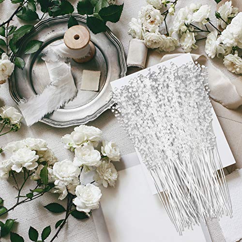 150 Pieces String Pearl Stick Pearl Garland Beads Wreath Wedding Pearl Bridal Bouquet Party Decor Beaded Strand for Wedding Party Table Decor Crafts DIY Accessories (Milky White)