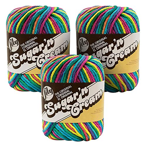 Lily Sugar'n Cream Ombre Yarn - (4) Medium Gauge 100% Cotton - 2 oz - Psychedelic (3-Pack)