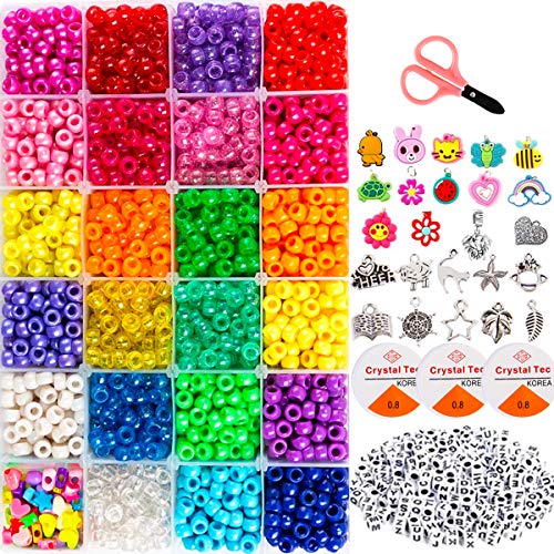 Goody King Jewelry Making Kit Beads for Bracelets - 5000+pcs Bead Craft Kit Set, Glass Pony Seed Letter Alphabet DIY Art and Craft - Gift for Her Women Kid Age 6 7 8 9 (9mm)