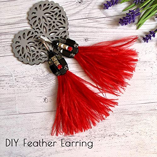 AWAYTR Ostrich Feather Trim Fringe - Satin Ribbon Dress Sewing Crafts Costumes Decoration Pack of 10 Yards (Red)