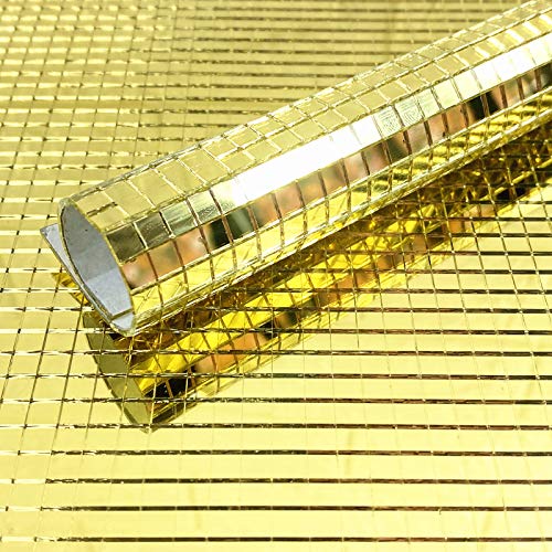 REDODEDO 2400pcs Real Glass Gold Mirrors Mosaic Tiles Sticker for Craft Square Glass Tiles Self Adhesive,5mm by 5mm