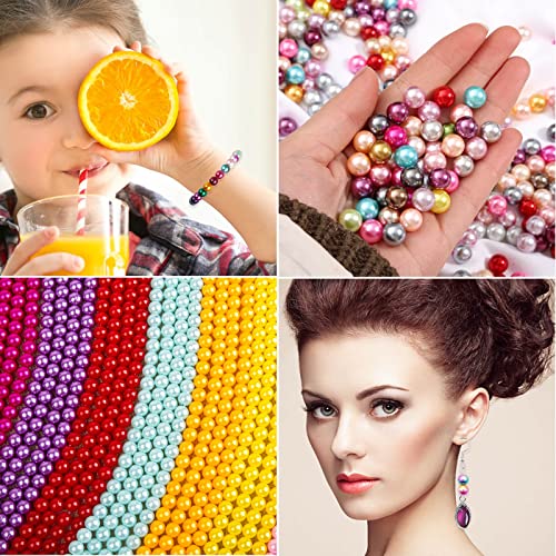 900 Pcs 8MM Pearl Beads for Jewelry Making, 28 Colors ABS Round Faux Mermaid Pearls Beads with Hole Handcrafted Loose Spacer Beads for DIY Craft Necklace Bracelet Phone Lanyard Wedding Decor (8MM)