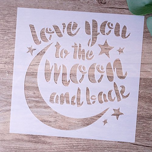 DIY Decorative Stencil Template for Painting on Walls Furniture Crafts, 5.9 in * 5.9 in (Love You to The Moon and Back)